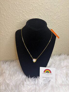 Kurt Geiger London Rainbow Heart Necklace Gold Chain Crystal Pendant NWT